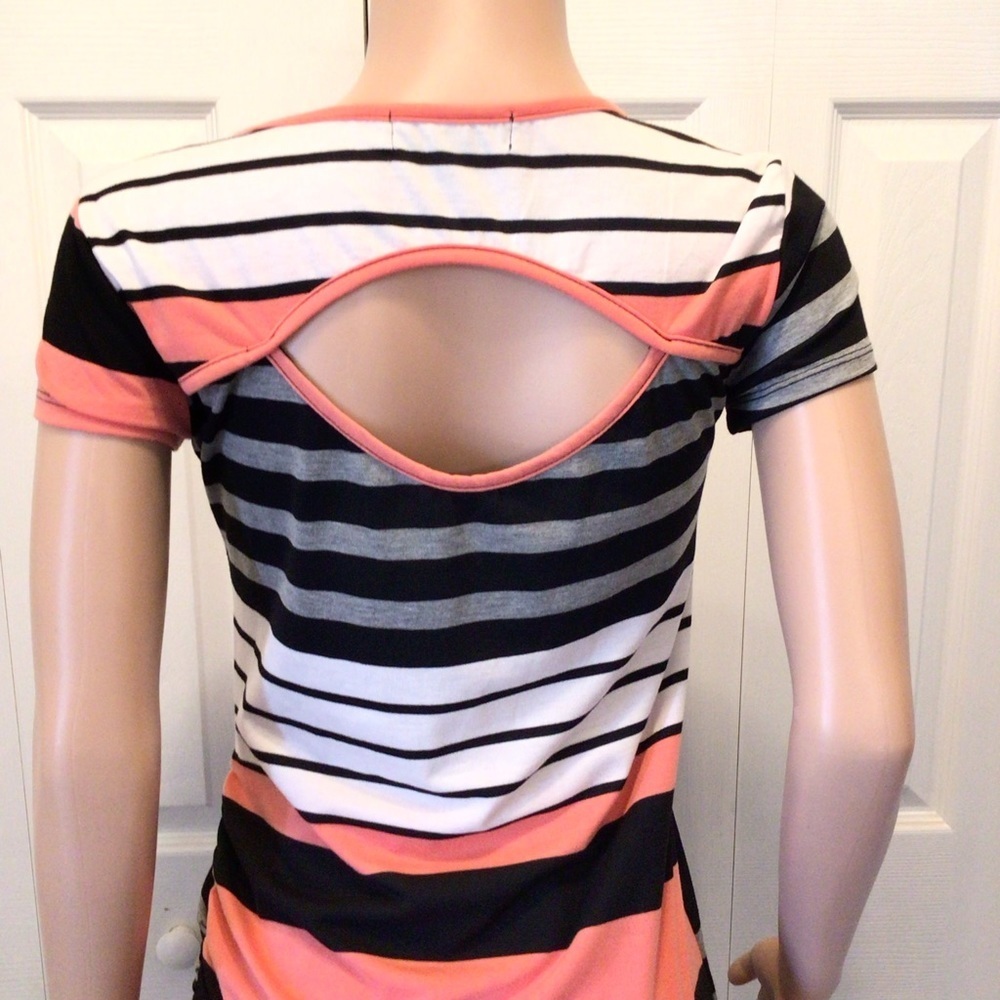 Younique Womens Striped Short Sleeve Asymmetrical Midi Dress Size Medium - Picture 5 of 7